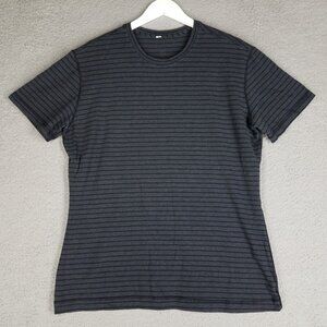 Lululemon T-Shirt Adult XL Gray Black Striped Casual Crewneck Active Stretch Men